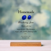 Hausgemachte Heidelbeermarmelade aus Liebe fügen T Acrylschild (Neutral)