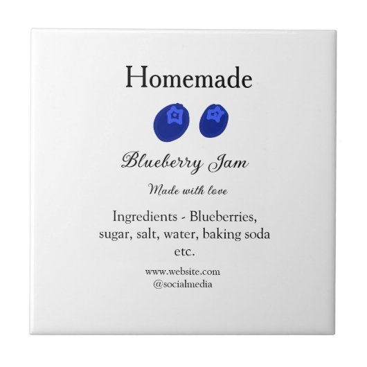 Hausgemachte Heidelbeermarmelade aus Liebe fügen T Fliese (Vorderseite)