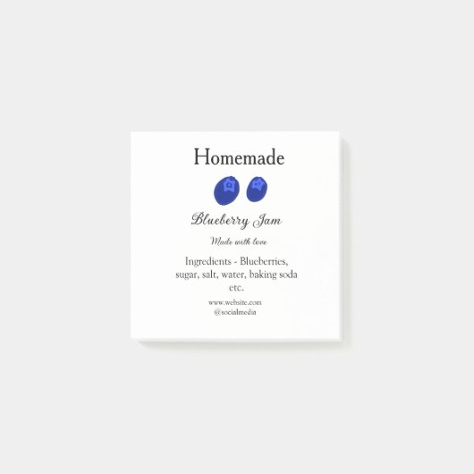 Hausgemachte Heidelbeermarmelade aus Liebe fügen T Post-it Klebezettel (Vorderseite)