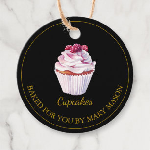 Hausgemachte Himbeere Cupcakes Gefälligkeitstags Geschenkanhänger