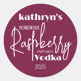 Hausgemachte Himbeere Vodka Personalisiertes Etike Runder Aufkleber