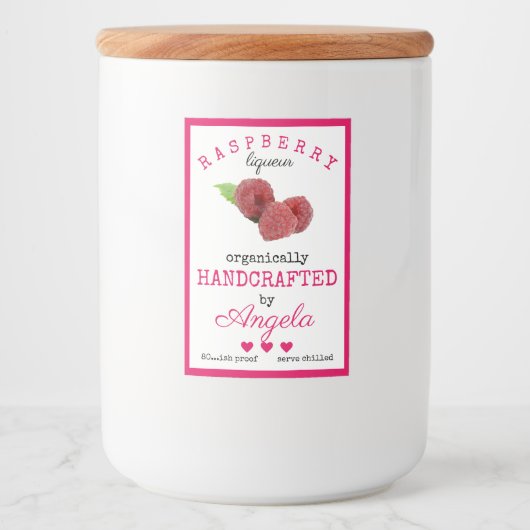 hausgemachte Himbeerlikör Flasche | Lebensmitteletikett (Vorderseite)