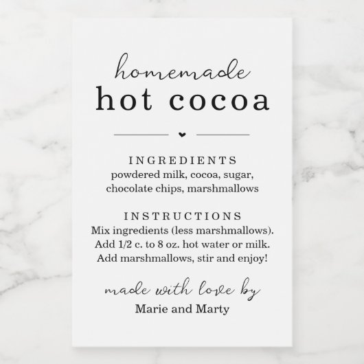 Hausgemachte Hot Cocoa Mix Geschenketikett Lebensmitteletikett (Einzelnes Label)