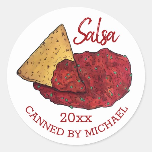 Hausgemachte Hot Tomato Salsa Zuhause Konservierun Runder Aufkleber (Vorderseite)