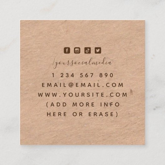 Hausgemachte Kerzen Kraft Style Paper & Social Med Quadratische Visitenkarte (Rückseite)