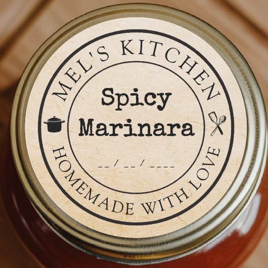 Hausgemachte Kitchen Custom Product Packaging Kraf Runder Aufkleber