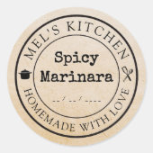 Hausgemachte Kitchen Custom Product Packaging Kraf Runder Aufkleber (Vorderseite)