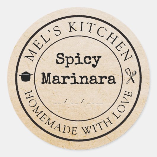 Hausgemachte Kitchen Custom Product Packaging Kraf Runder Aufkleber (Vorderseite)