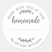 Hausgemachte Konfitüren Weiß Runder Aufkleber (Vorderseite)