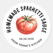 hausgemachte Konservenmarke Spaguetti-Sauce Runder Aufkleber (Vorderseite)