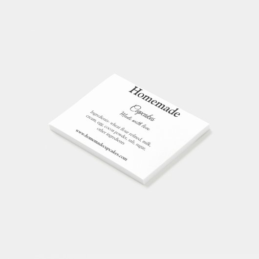 Hausgemachte Kuchen mit Liebe hinzufügen Text Webs Post-it Klebezettel (angewinkelt)