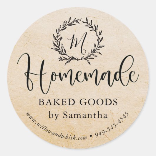 Hausgemachte Laurel Kraft Custom Product Packaging Runder Aufkleber (Vorderseite)