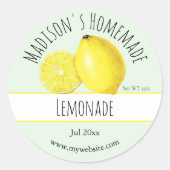 hausgemachte Lemonade-Labels Runder Aufkleber (Vorderseite)
