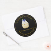 hausgemachte Liebe Blueberry Cupcake Label | Schwa Runder Aufkleber (Umschlag)