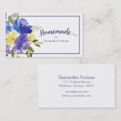 Hausgemachte Lila Gelbe Blume Kalligrafie Visitenkarte (Vorne/Hinten)