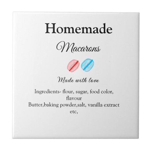 Hausgemachte Makaronen fügen Zutaten hinzu, die mi Fliese (Vorderseite)