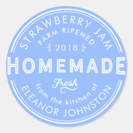 Hausgemachte Marmelade / Gelee Label Fresh Blue an Runder Aufkleber