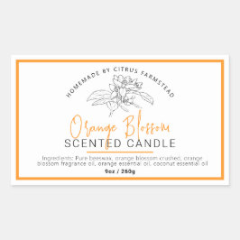 Hausgemachte orange Blütenkerzen Rechteckiger Aufkleber