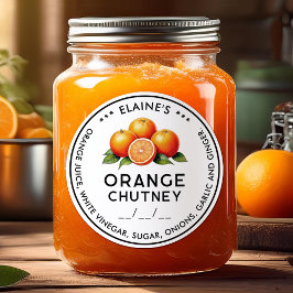 Hausgemachte Orange-Chutney-Zutaten, Konservensieg Runder Aufkleber