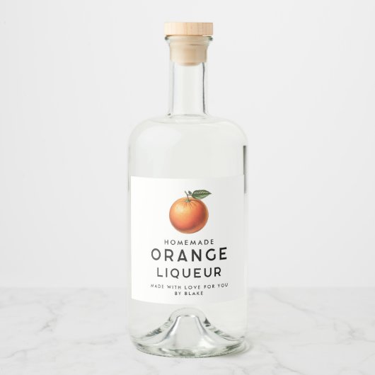 Hausgemachte Orangenliköre mit Orange Alkoholflaschenetikett (Vorderseite)