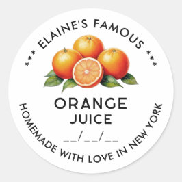 Hausgemachte Orangensaftkonserven mit Datum Runder Aufkleber