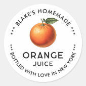 Hausgemachte Orangensaftkonserven Runder Aufkleber (Vorderseite)