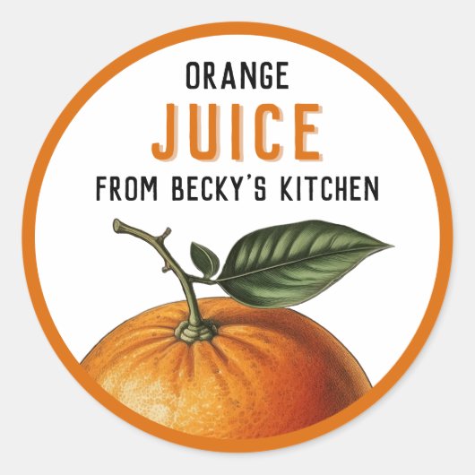 hausgemachte Orangensaftkonserven Runder Aufkleber (Vorderseite)