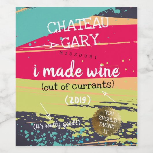 Hausgemachte personalisierte Etikettenfarbe Weinetikett (Einzelnes Label)