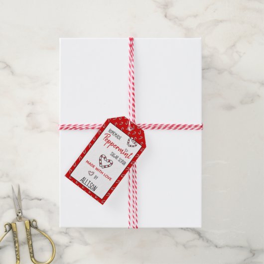 🍭 hausgemachte Pfefferminzzuckerplatte aus Liebe Geschenkanhänger (Mit Garn)