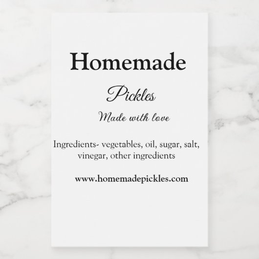 Hausgemachte Pflücke aus Liebe ergänzen Textseite Lebensmitteletikett (Einzelnes Label)