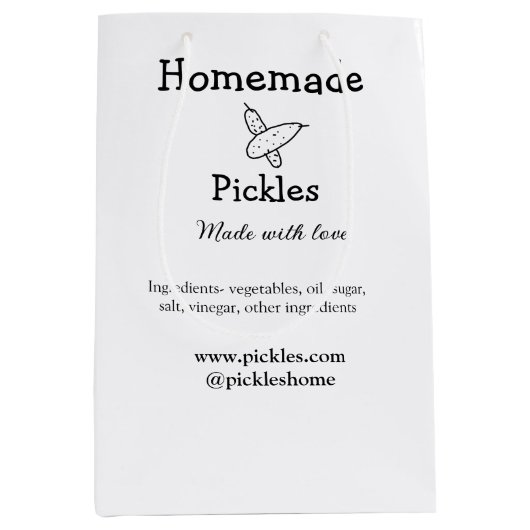 Hausgemachte Pflücke aus Liebe ergänzen Textseite Mittlere Geschenktüte (Vorderseite)