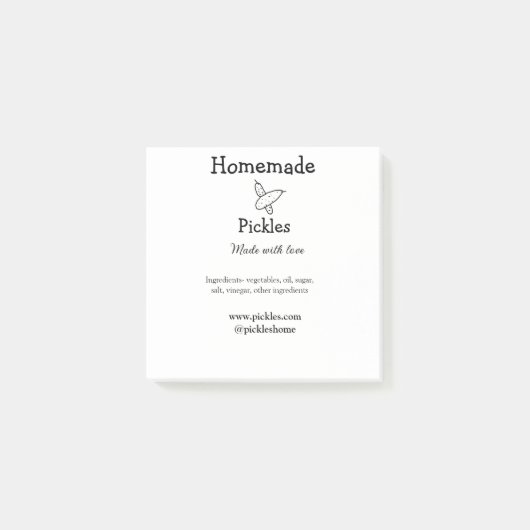 Hausgemachte Pflücke aus Liebe ergänzen Textseite Post-it Klebezettel (Vorderseite)