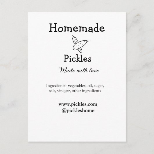 Hausgemachte Pflücke aus Liebe ergänzen Textseite Postkarte (Vorderseite)