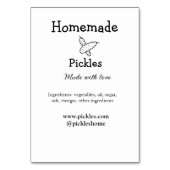 Hausgemachte Pflücke aus Liebe ergänzen Textseite Tischnummer (Rückseite)