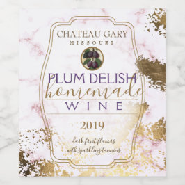 Hausgemachte PLUM-Wein personalisiert-Label Imitat Weinetikett