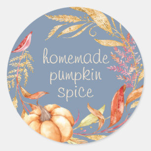 Hausgemachte Pumpkin Gewürz Wasserfarbe Foliage Bl Runder Aufkleber