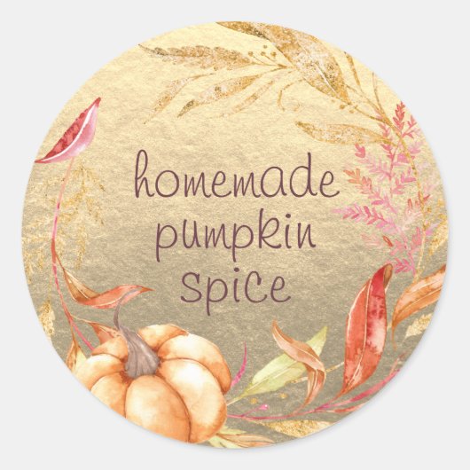 Hausgemachte Pumpkin Gewürz Wasserfarbe Foliage Go Runder Aufkleber (Vorderseite)