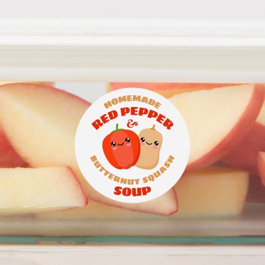 Hausgemachte Red Pepper und Butternut Squash Soup Etiketten (Befestigt)