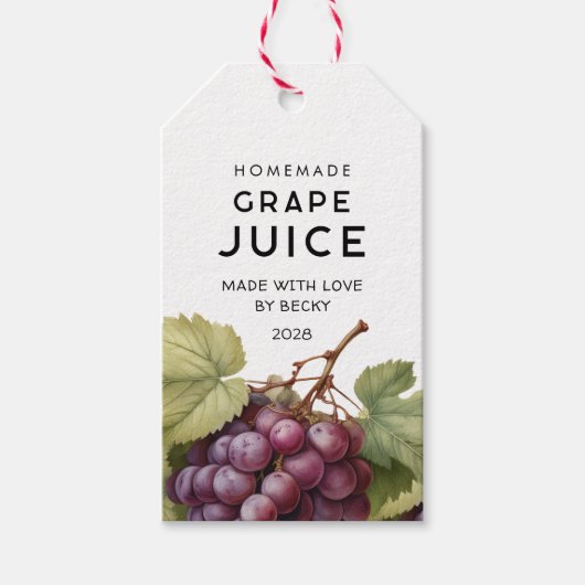 Hausgemachte Red Traupes Juice Pantry Labels Geschenkanhänger (Vorderseite)