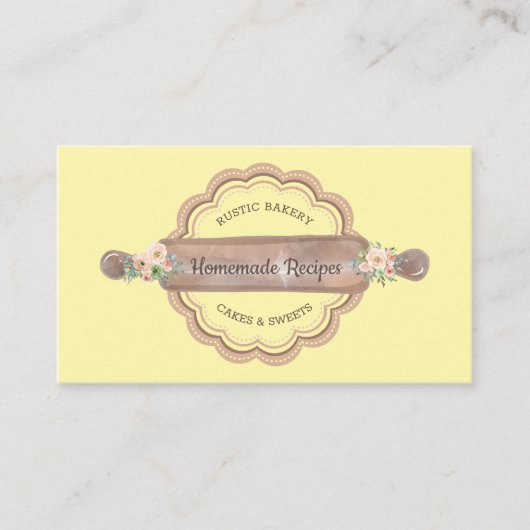hausgemachte Rezepte Gelb Visitenkarte (Vorderseite)