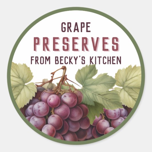 Hausgemachte Rote Trauben Konserven Runder Aufkleber (Vorderseite)