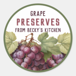 Hausgemachte Rote Trauben Konserven Runder Aufkleber