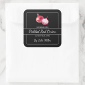 Hausgemachte Rote Zwiebelplatine Schwarzes Etikett Quadratischer Aufkleber (Tasche)