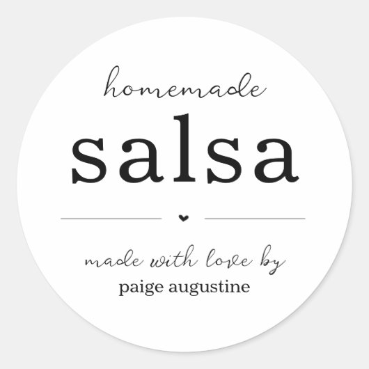 Hausgemachte Salsa Canning Jar Geschenkaufkleber Runder Aufkleber (Vorderseite)