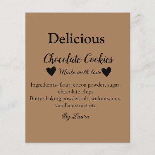 Hausgemachte Schokoladenkekse aus Liebe fügen Text Flyer (Vorne)