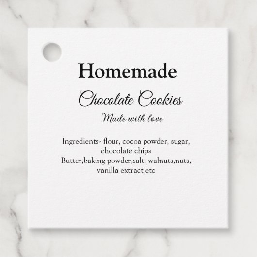 Hausgemachte Schokoladenkekse aus Liebe fügen Text Geschenkanhänger (Vorderseite)