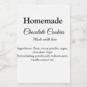 Hausgemachte Schokoladenkekse aus Liebe fügen Text Lebensmitteletikett (Einzelnes Label)