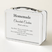 Hausgemachte Schokoladenkekse aus Liebe fügen Text Metall Brotdose (Rückseite)