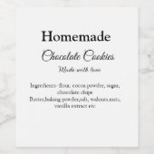 Hausgemachte Schokoladenkekse aus Liebe fügen Text Weinetikett (Einzelnes Label)