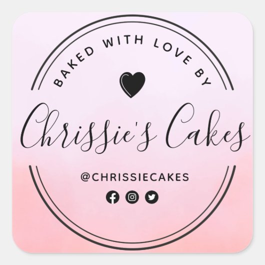 Hausgemachte schöne Aquarellschrift Quadratischer Aufkleber (Vorderseite)